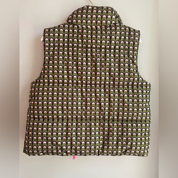 Like New Boden Fife Quilted Vest Pink and Green Geometric Vest Size 10 - Picture 12 of 12